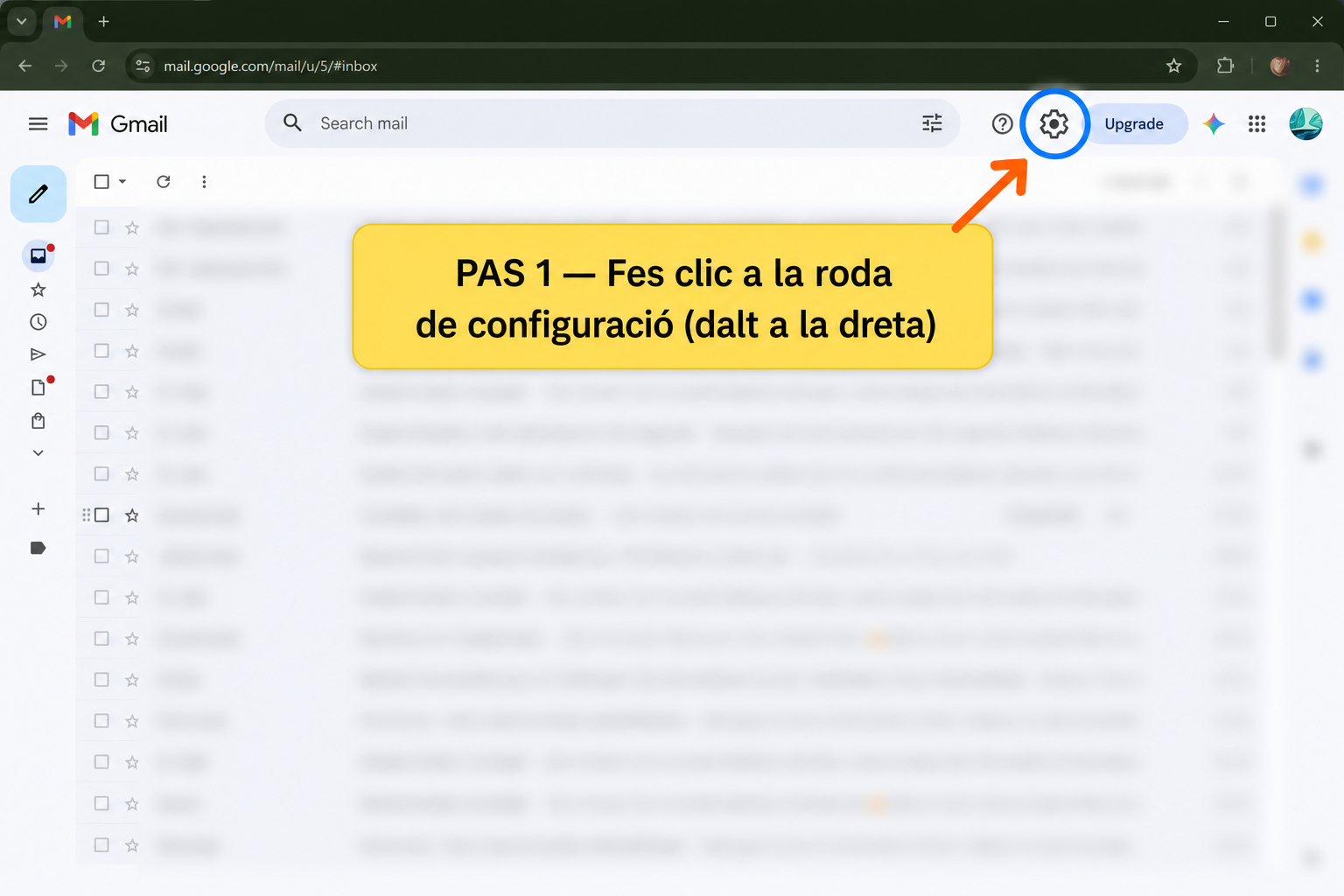 Pas 1: roda de configuració Gmail